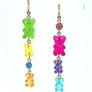 NWT Betsey Johnson Gummy Bear Linear Mismatch Earrings